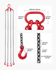 Chain Sling, 10mm x 3 m Lifting Chains with 4 Leg Grab Hooks, Heavy Duty G80 Alloy Steel Lifting Sling, 10.4 V952-DGDLHHMGFH1JKA9OV001V0