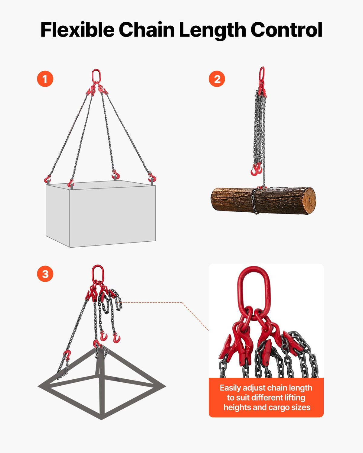 Chain Sling, 10mm x 3 m Lifting Chains with 4 Leg Grab Hooks, Heavy Duty G80 Alloy Steel Lifting Sling, 10.4 V952-DGDLHHMGFH1JKA9OV001V0