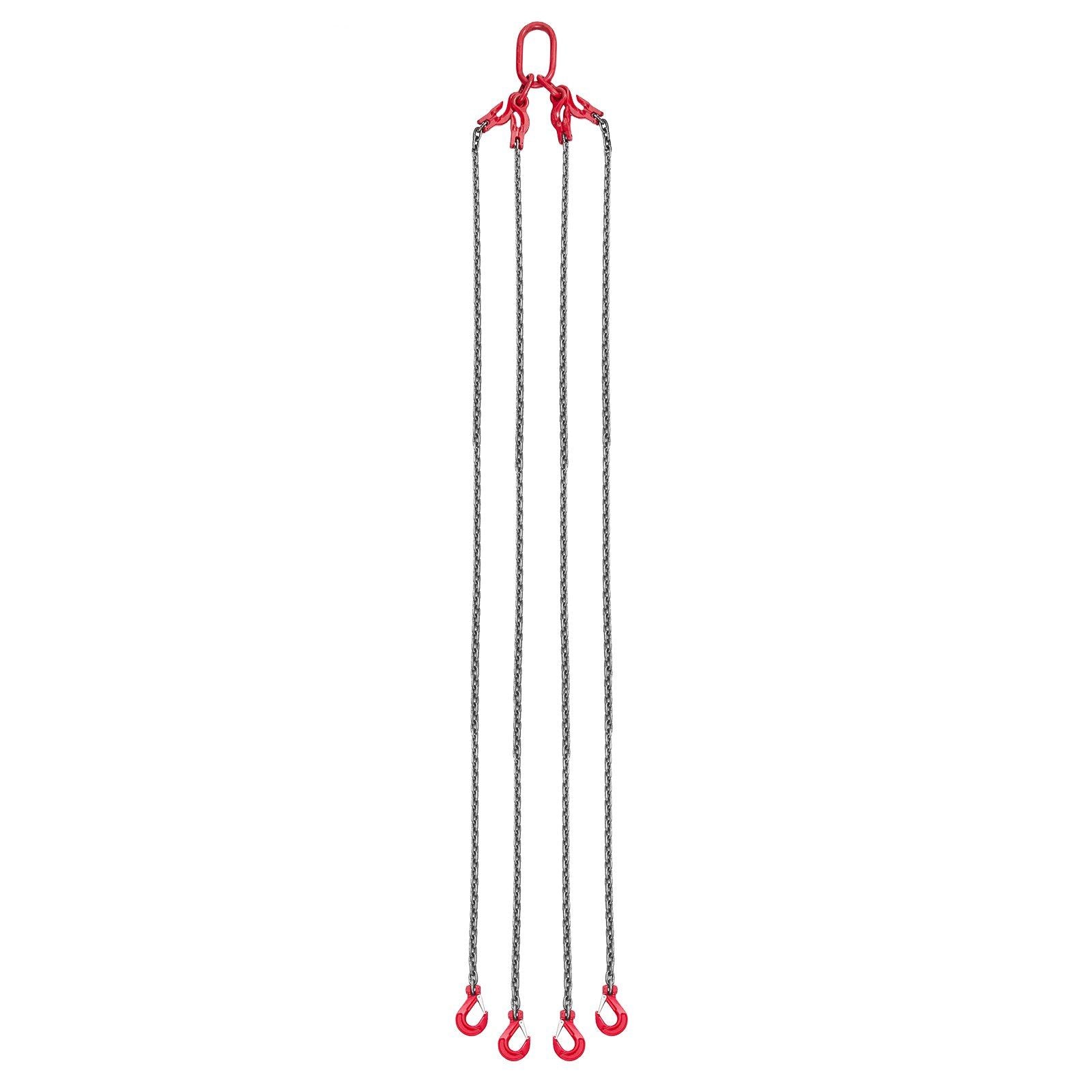 Chain Sling, 10mm x 3 m Lifting Chains with 4 Leg Grab Hooks, Heavy Duty G80 Alloy Steel Lifting Sling, 10.4 V952-DGDLHHMGFH1JKA9OV001V0