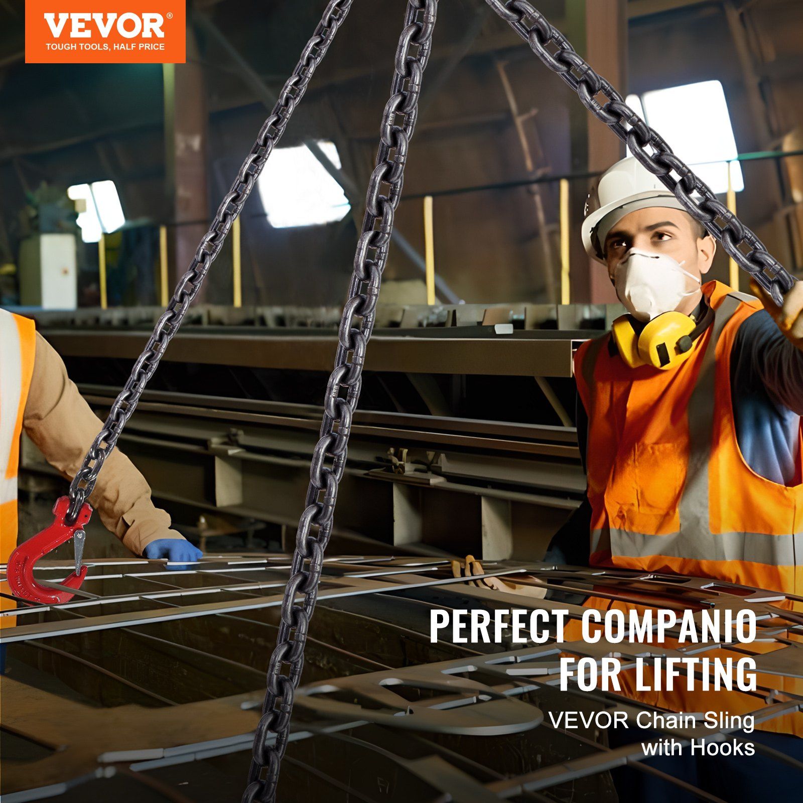 Chain Sling, 10 mm x 300 cm Lifting Chains with Hooks, G80 Engine Chain Hoist Lifts, 8 Ton/8344 kg Lifting V952-DGDLHHMGFH1JVNVOQV0