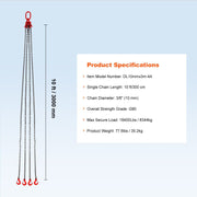 Chain Sling, 10 mm x 300 cm Lifting Chains with Hooks, G80 Engine Chain Hoist Lifts, 8 Ton/8344 kg Lifting V952-DGDLHHMGFH1JVNVOQV0