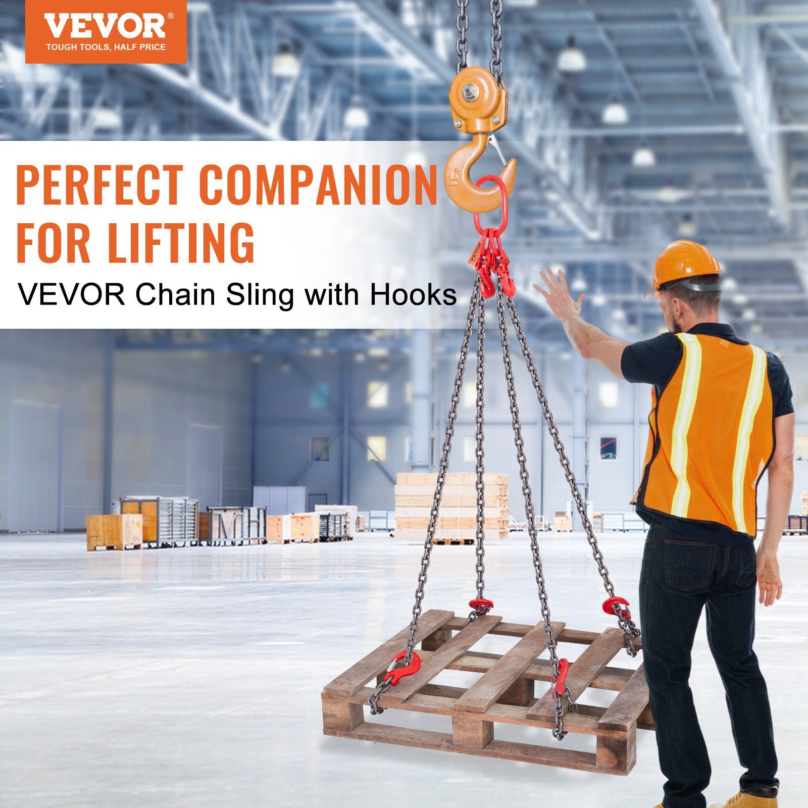 Chain Sling, 8 mm x 150 cm Lifting Chains with Hooks, G80 Engine Chain Hoist Lifts, 5 Ton Lifting Sling V952-DGDLJZMGFHZYJ5B2UV0