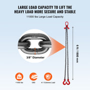 Chain Sling, 10 mm x 180 cm Lifting Chains with Hooks, G80 Engine Chain Hoist Lifts, 5 Ton Lifting Sling V952-DGDLMGFH1JZ67A30TV0