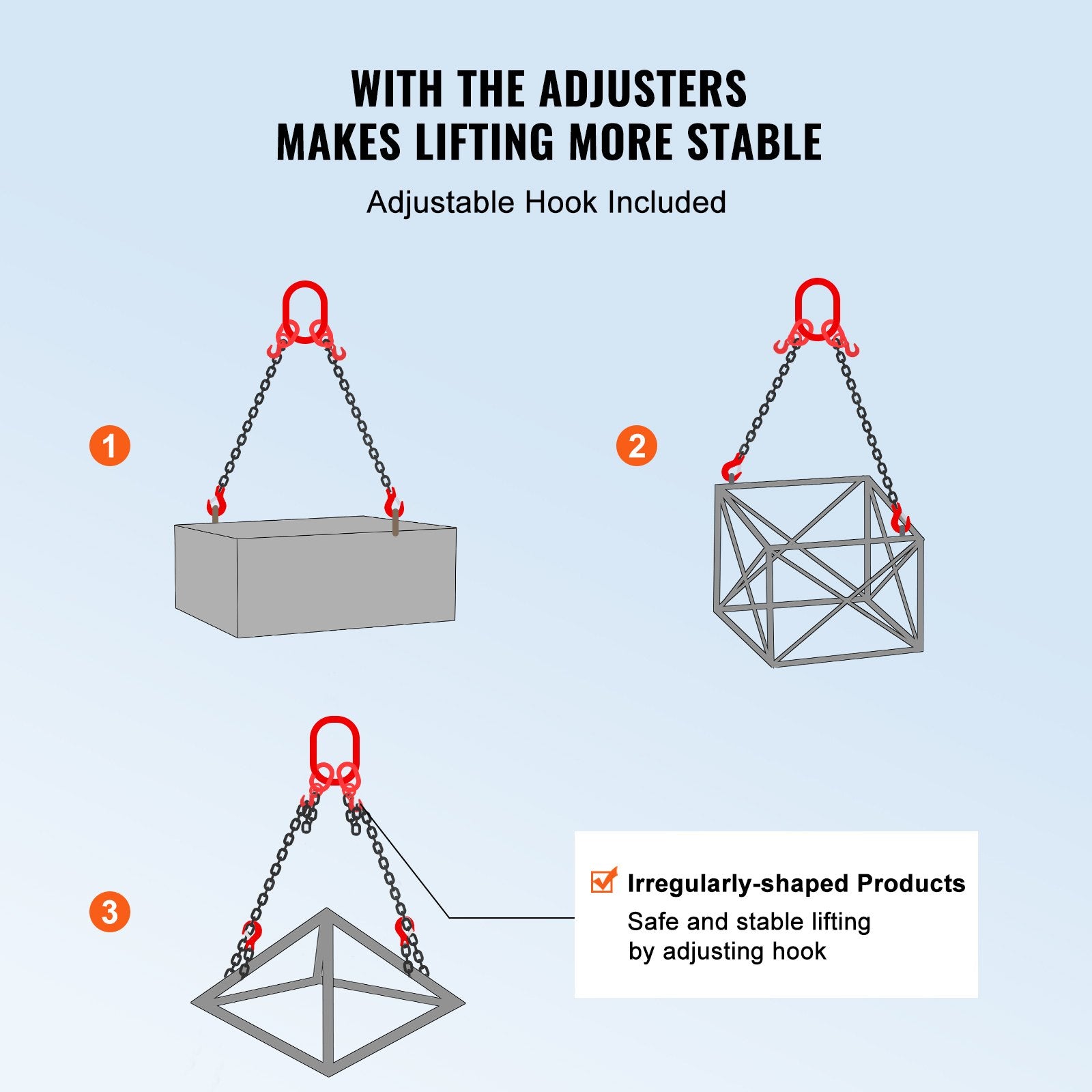 Chain Sling, 10 mm x 180 cm Lifting Chains with Hooks, G80 Engine Chain Hoist Lifts, 5 Ton Lifting Sling V952-DGDLMGFH1JZ67A30TV0