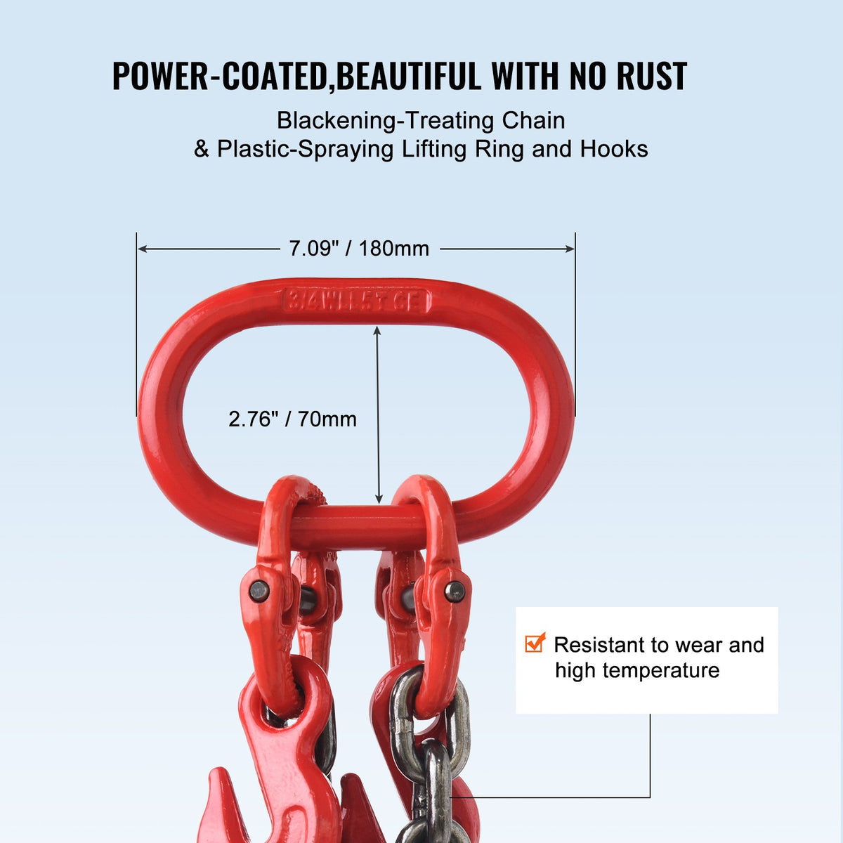 Chain Sling, 10 mm x 180 cm Lifting Chains with Hooks, G80 Engine Chain Hoist Lifts, 5 Ton Lifting Sling V952-DGDLMGFH1JZ67A30TV0