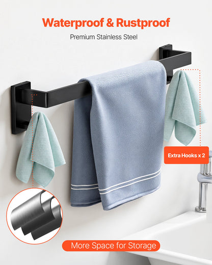 Matte Black Bathroom Hardware Set, 5 Pieces Stainless Steel Bathroom Accessories Set, 24-inch Towel Bar, V952-DGMJGTZ24INCSY6SO001V0