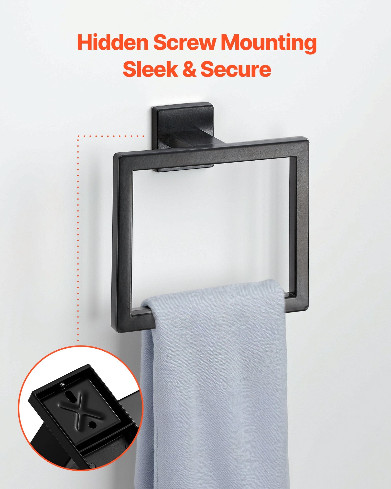 Matte Black Bathroom Hardware Set, 5 Pieces Stainless Steel Bathroom Accessories Set, 24-inch Towel Bar, V952-DGMJGTZ24INCSY6SO001V0