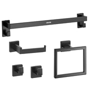 Matte Black Bathroom Hardware Set, 5 Pieces Stainless Steel Bathroom Accessories Set, 24-inch Towel Bar, V952-DGMJGTZ24INCSY6SO001V0