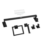 Matte Black Bathroom Hardware Set, 5 Pieces Stainless Steel Bathroom Accessories Set, 24-inch Towel Bar, V952-DGMJGTZ24INCSY6SO001V0