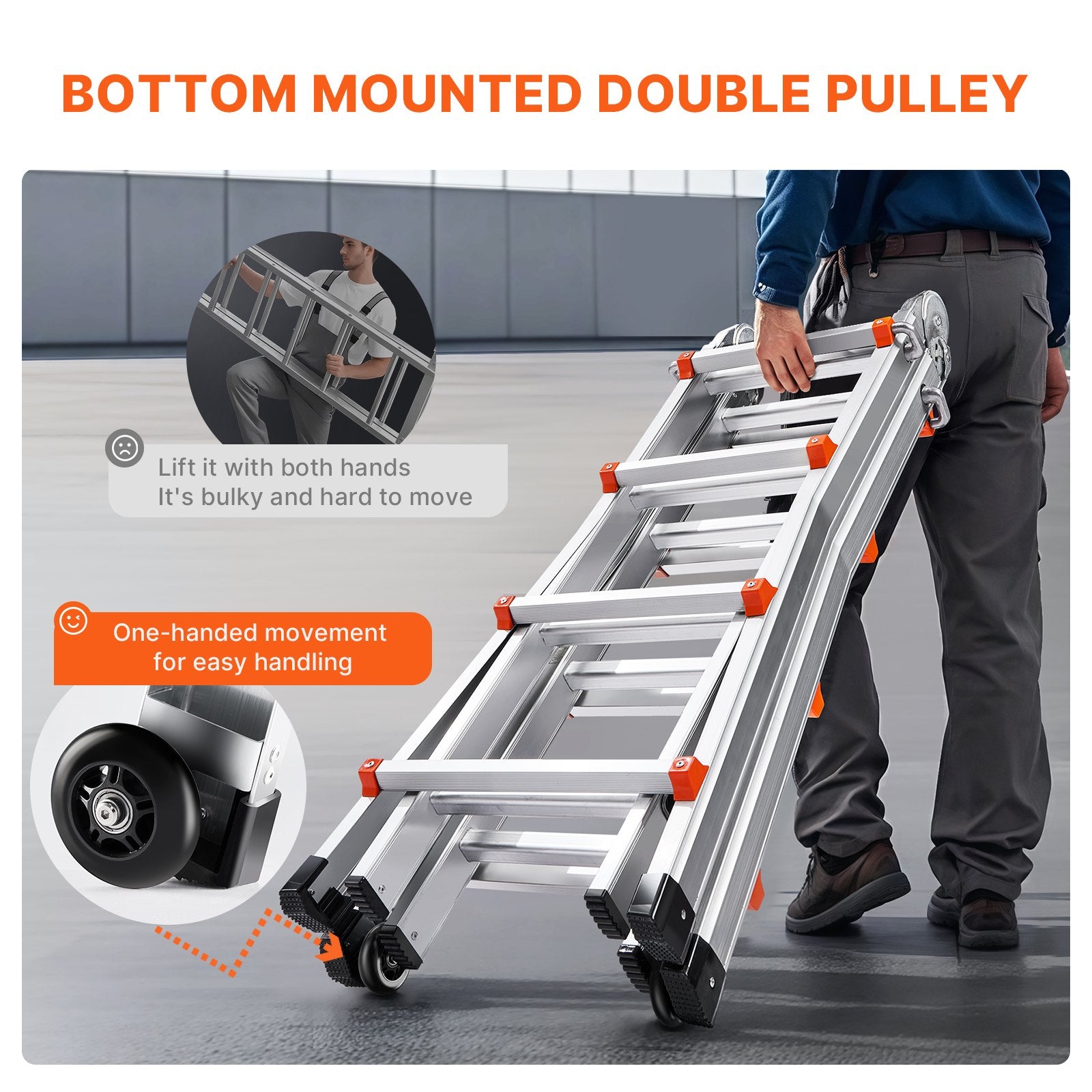Telescoping Ladder A Frame, 13 FT Compact Aluminum Extension Ladder, Multi-Function Portable Collapsible RV V952-DGNAZXYST40MJ7HIQV0