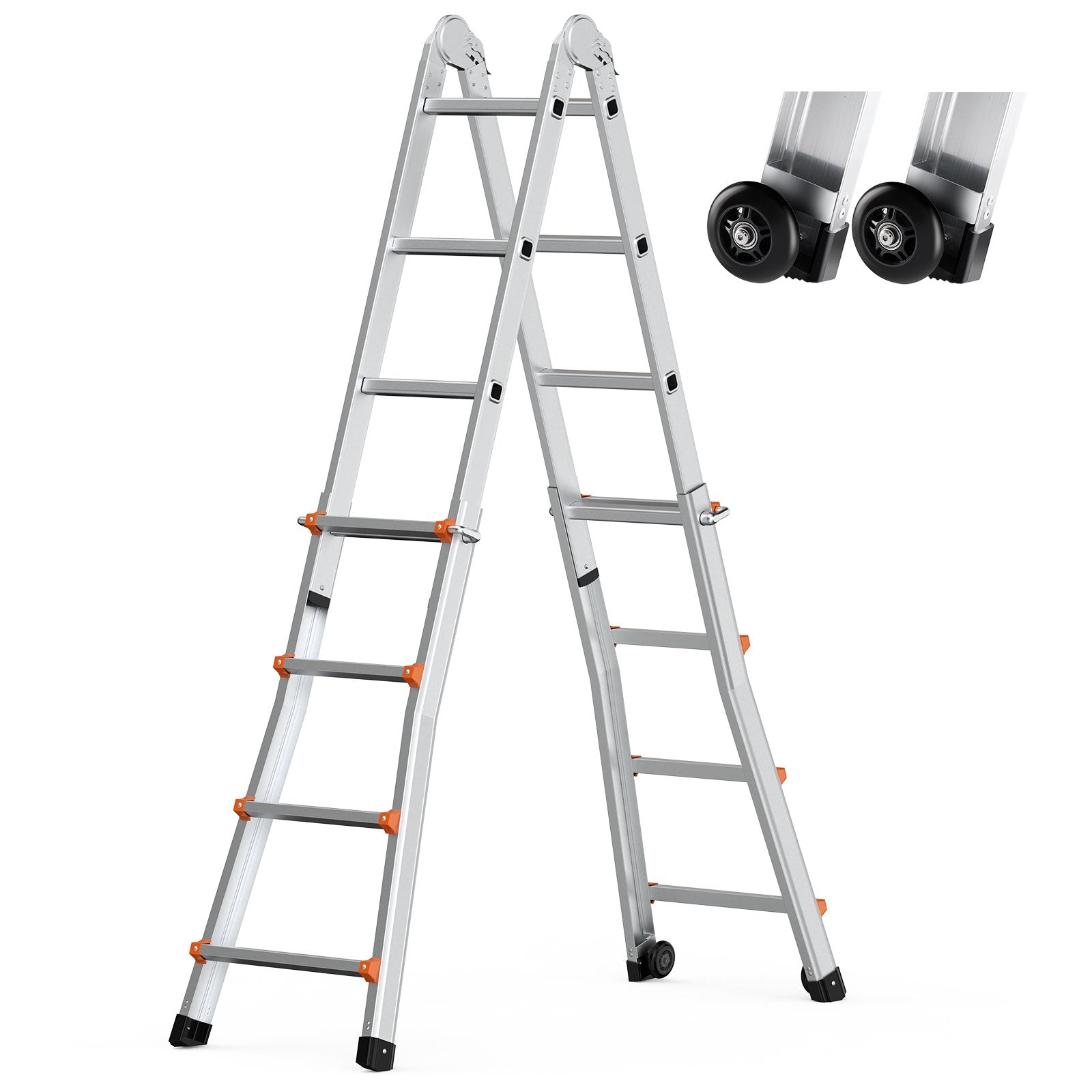Telescoping Ladder A Frame, 13 FT Compact Aluminum Extension Ladder, Multi-Function Portable Collapsible RV V952-DGNAZXYST40MJ7HIQV0