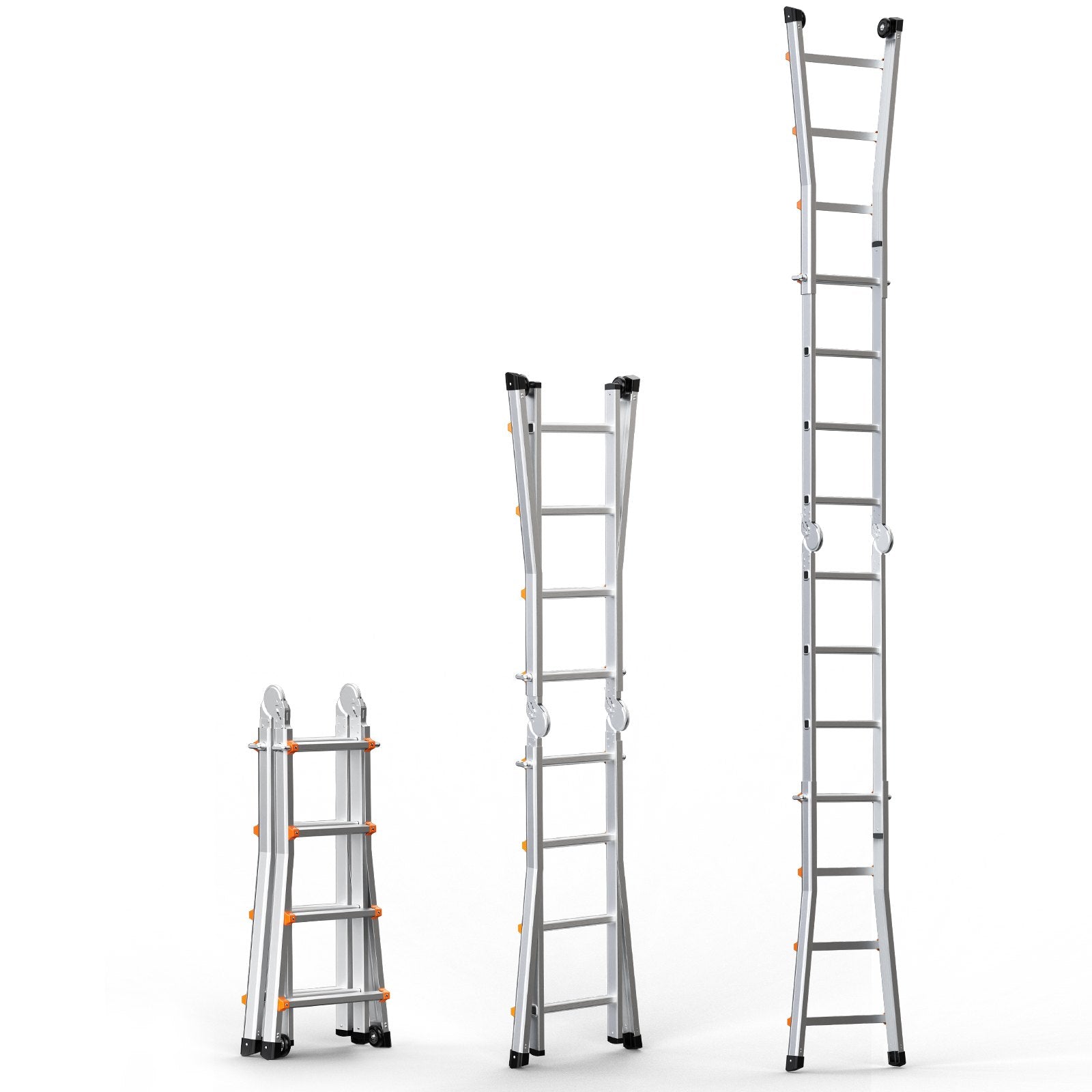 Telescoping Ladder A Frame, 13 FT Compact Aluminum Extension Ladder, Multi-Function Portable Collapsible RV V952-DGNAZXYST40MJ7HIQV0