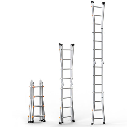 Telescoping Ladder A Frame, 13 FT Compact Aluminum Extension Ladder, Multi-Function Portable Collapsible RV V952-DGNAZXYST40MJ7HIQV0