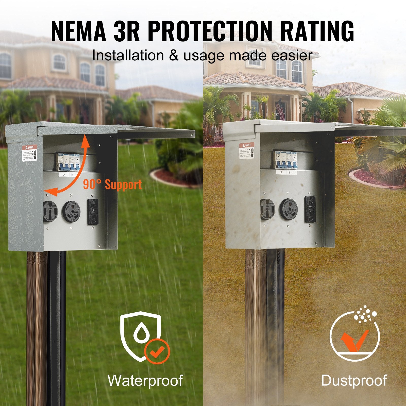 20/30/50A Temporary RV Power Outlet Box Electrical Outdoor Receptacle Box V952-DGNCRV203050AY3ZNV0