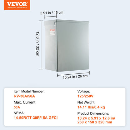 20/30/50A Temporary RV Power Outlet Box Electrical Outdoor Receptacle Box V952-DGNCRV203050AY3ZNV0