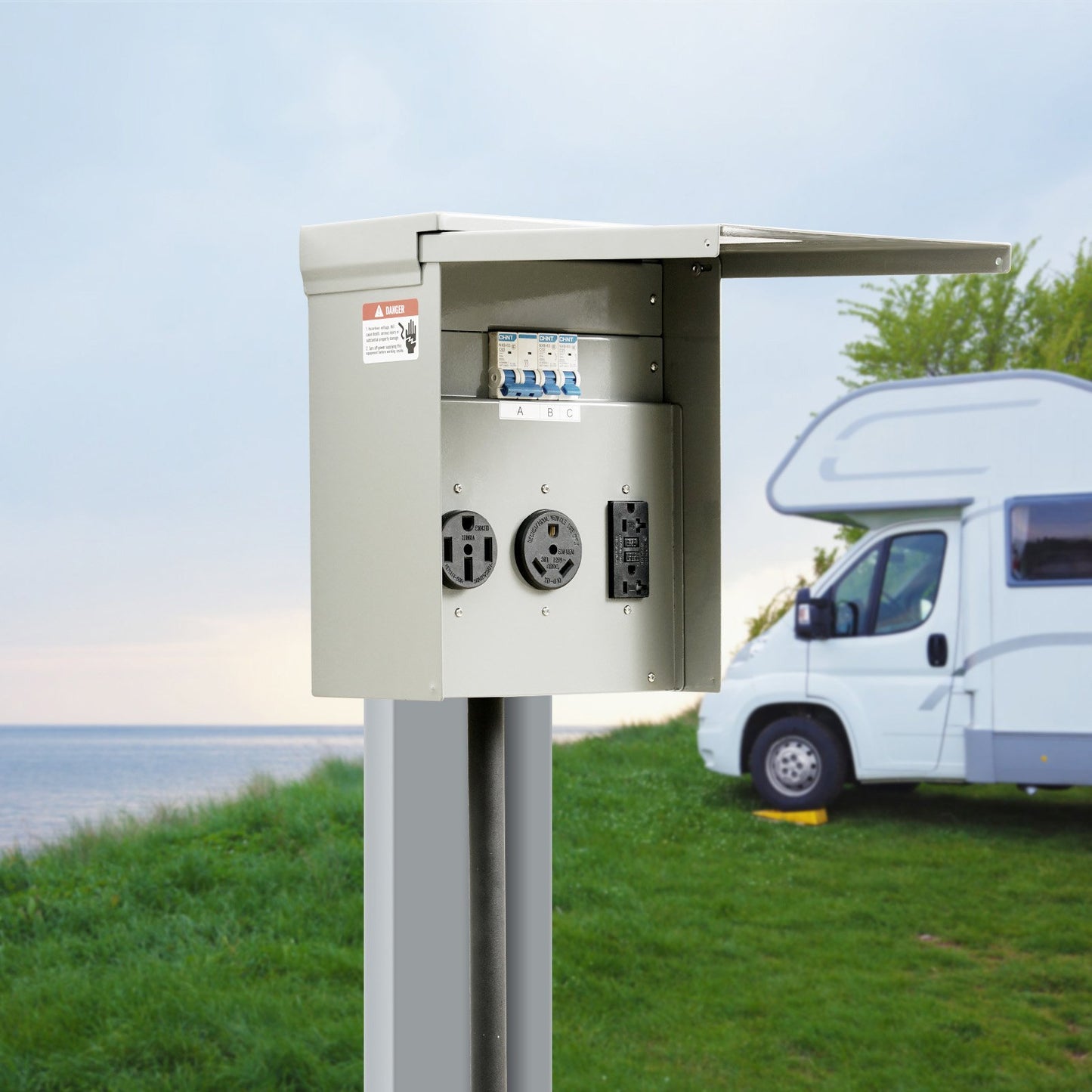20/30/50A Temporary RV Power Outlet Box Electrical Outdoor Receptacle Box V952-DGNCRV203050AY3ZNV0