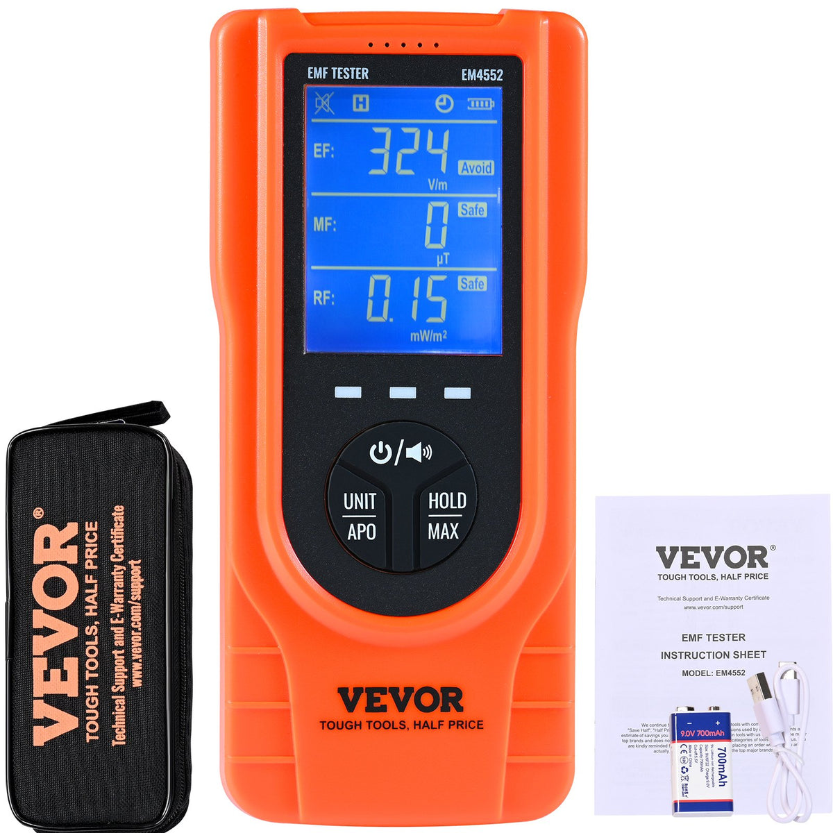 3-in-1 EMF Meter, 5Hz - 3.5GHz, Handheld Rechargeable Electromagnetic Field Radiation Detector, Digital LCD V952-DGNEMFJSHYWJZQJ5EV9