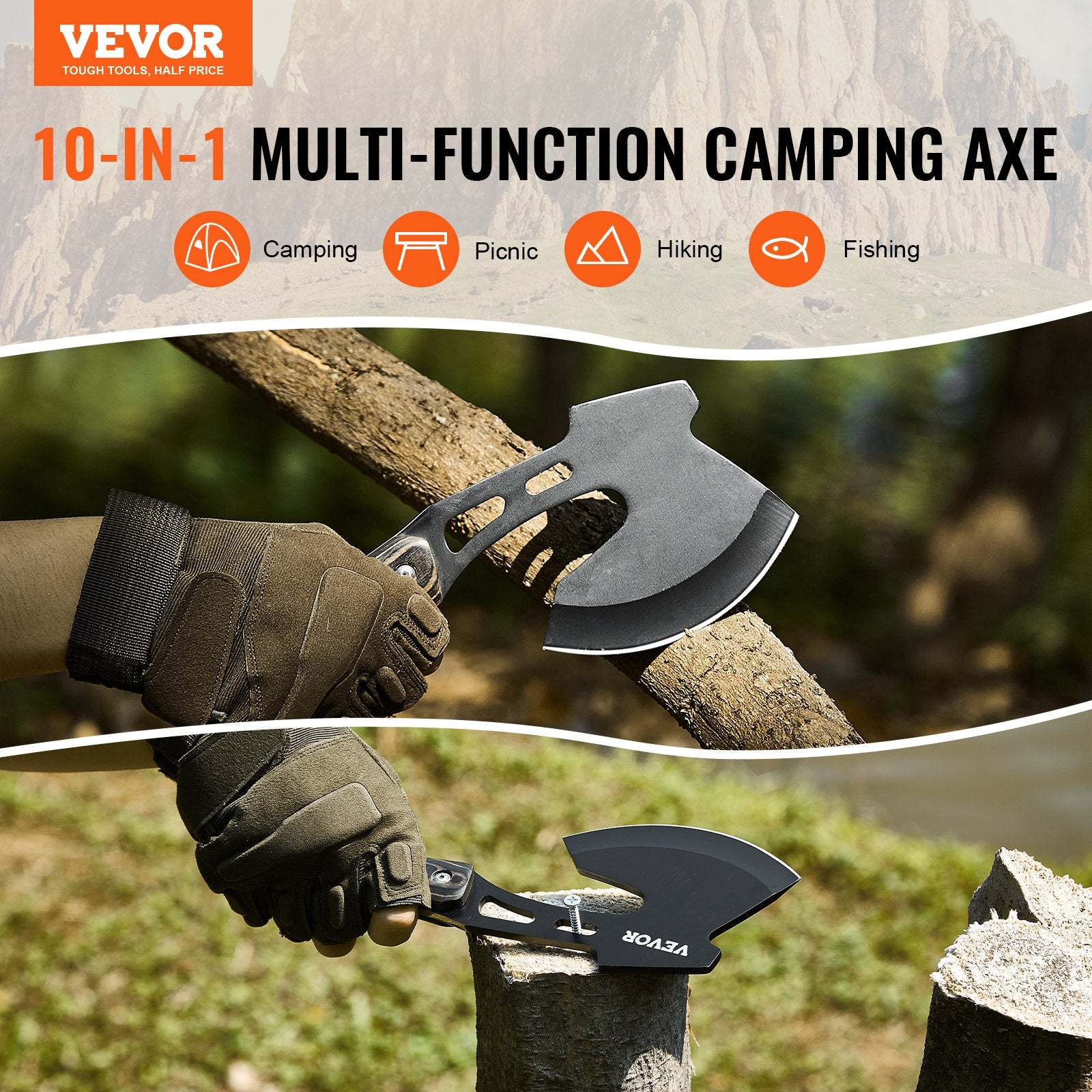 Hunting Knife and Hatchet Axe Combo Set Sheath Fixed Blade Knife Camping V952-DGNFCDTZLDF0DG8MBV0
