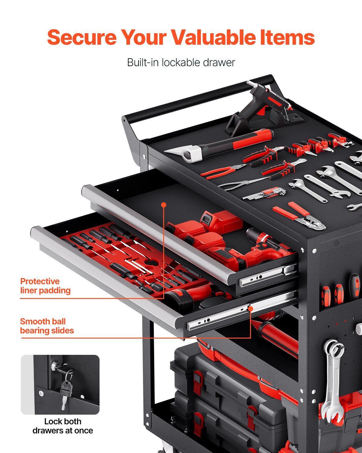5-Tier Tool Cart with Wheels, 400 lbs Load Capacity, Rolling Work Cart with 2 Drawers & Pegboard, Mechanic V952-DGNGJCHCLYG22CMU5V0
