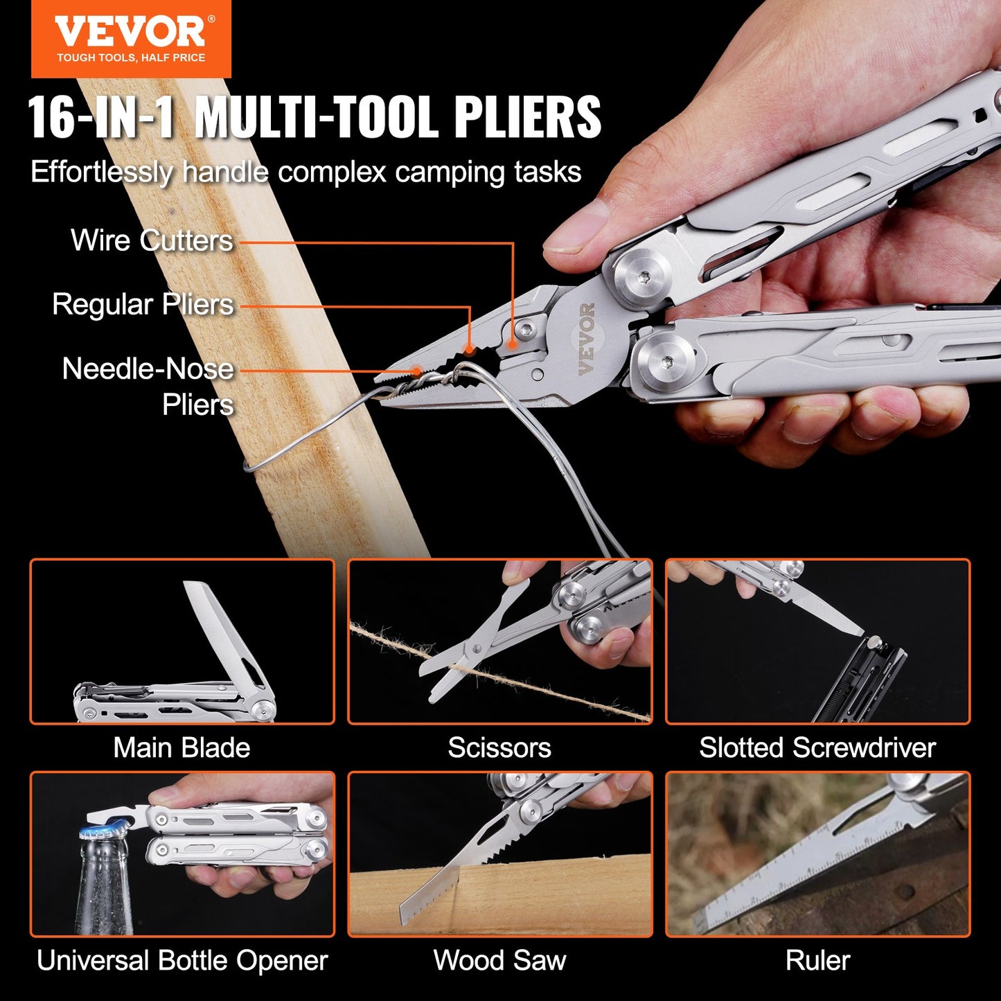 16-In-1 Multitool Pliers, Multi Tool Pliers, Cutters, Knife, Scissors, Ruler, Screwdrivers, Wood Saw, Can V952-DGNQ420BXG16O8DCKV0