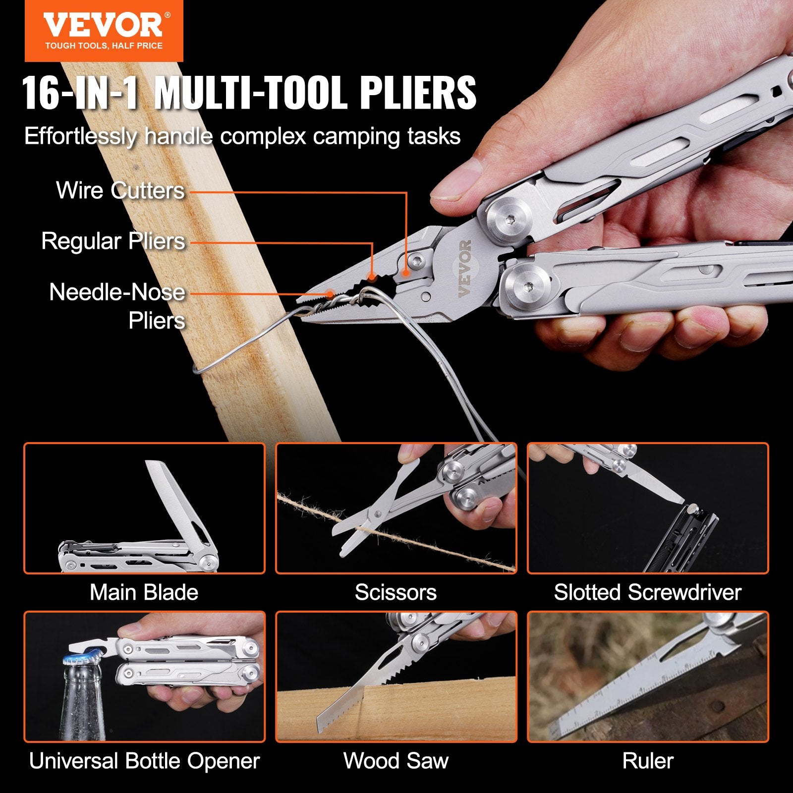 16-In-1 Multitool Pliers, Multi Tool Pliers, Cutters, Knife, Scissors, Ruler, Screwdrivers, Wood Saw, Can V952-DGNQ420BXG16O8DCKV0