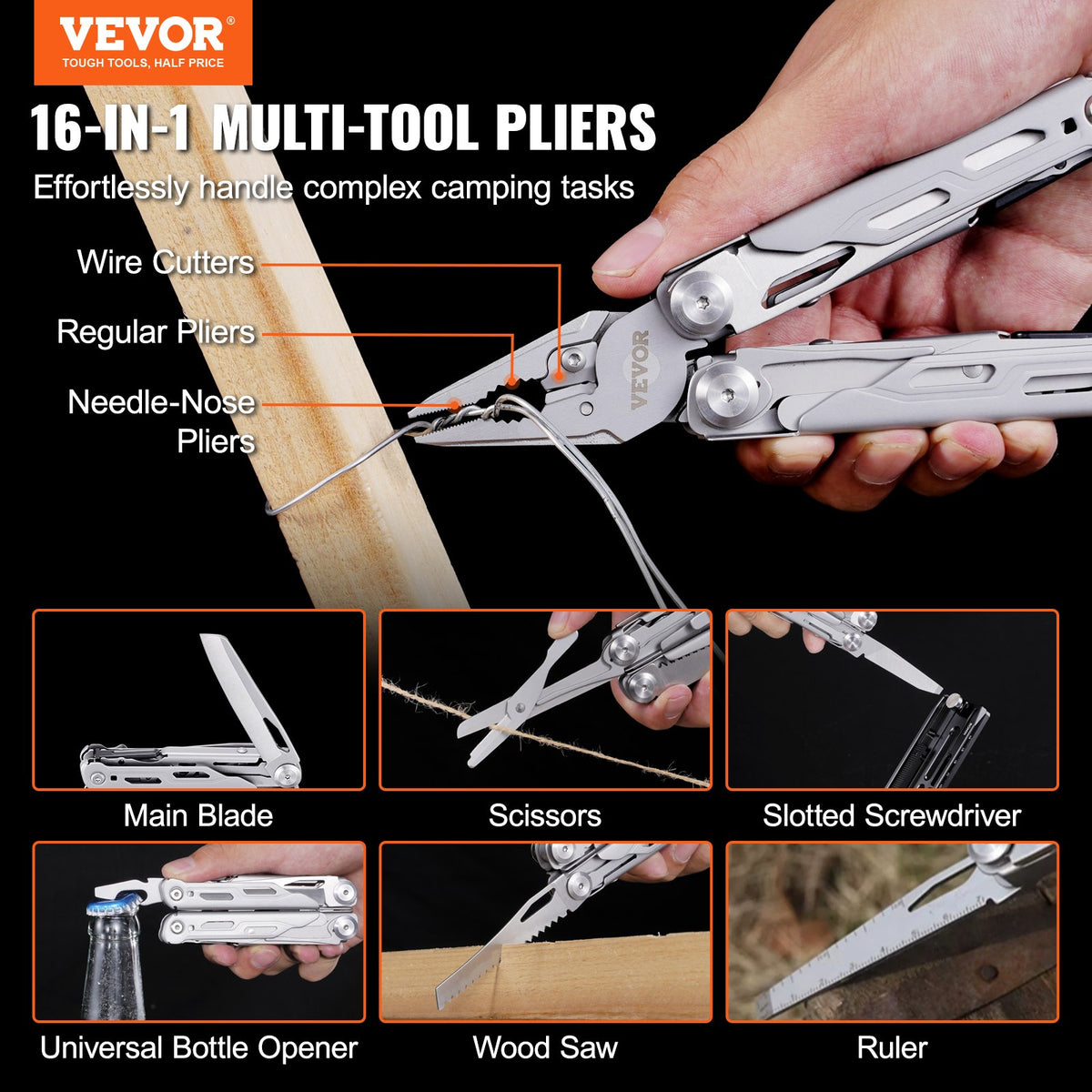 16-In-1 Multitool Pliers, Multi Tool Pliers, Cutters, Knife, Scissors, Ruler, Screwdrivers, Wood Saw, Can V952-DGNQ420BXG16O8DCKV0