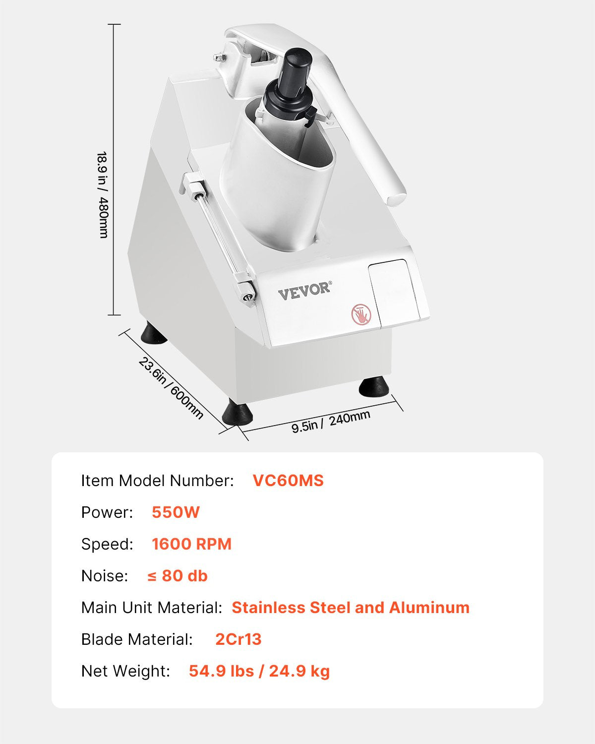 Food Processor & Vegetable Chopper w/ 6 Blades Food-Grade Stainless Steel V952-DGNSCJ750WBYOSVGSV3