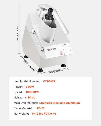 Food Processor & Vegetable Chopper w/ 6 Blades Food-Grade Stainless Steel V952-DGNSCJ750WBYOSVGSV3