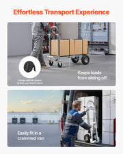 2 in 1 Hand Truck, 453.6 kg Load Capacity for 4-Wheel Mode, Convertible Hand Truck Dolly with Non-Slip Handle V952-DGNSTHC1000BE9U5L001V0