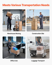 2 in 1 Hand Truck, 453.6 kg Load Capacity for 4-Wheel Mode, Convertible Hand Truck Dolly with Non-Slip Handle V952-DGNSTHC1000BE9U5L001V0