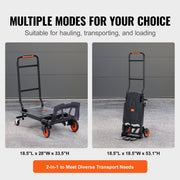 Aluminum Hand Truck, 2 in 1, 136 kg Max Load Capacity, Heavy Duty Industrial Convertible Folding Hand Truck V952-DGNSTHC300BE75URLV0