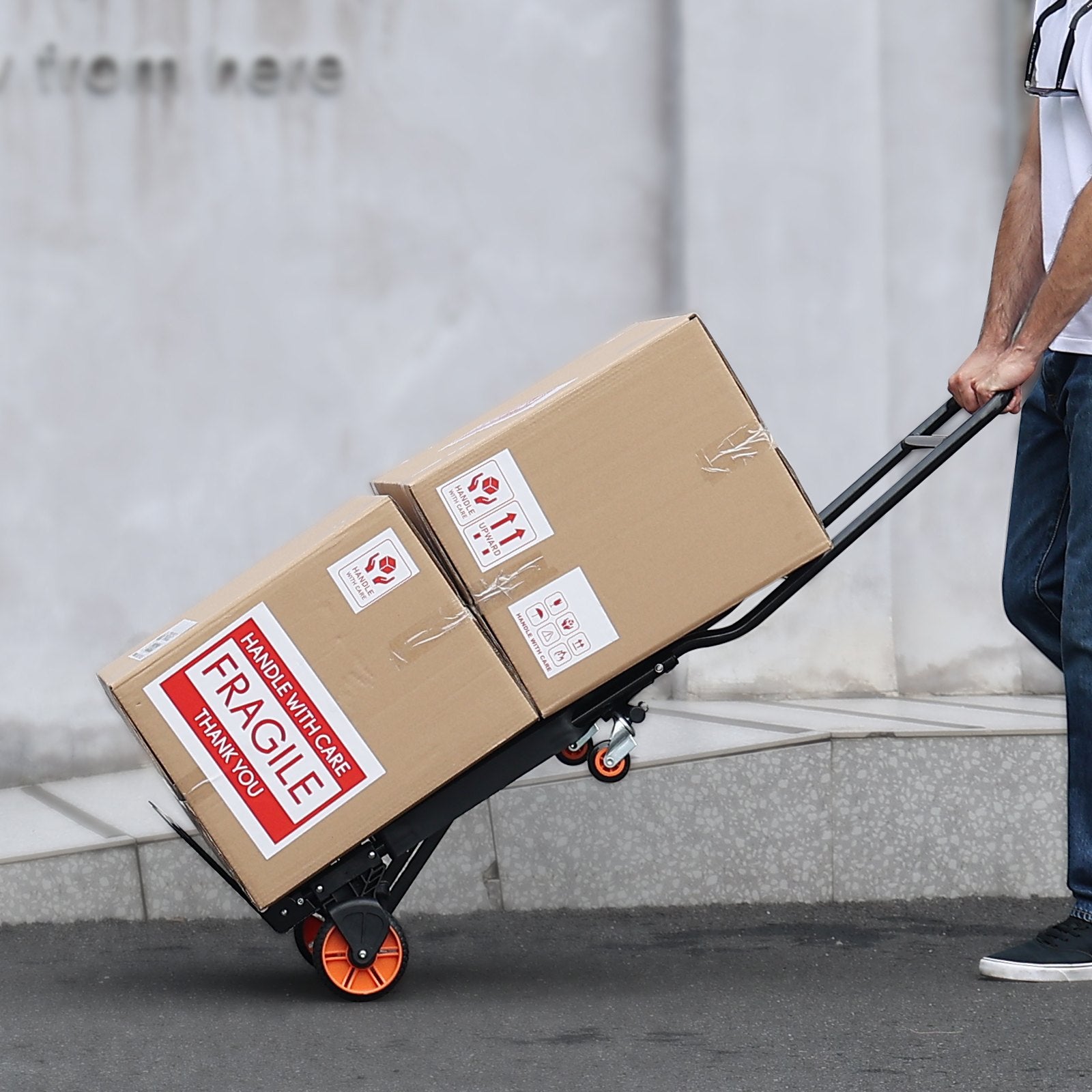 Aluminum Hand Truck, 2 in 1, 136 kg Max Load Capacity, Heavy Duty Industrial Convertible Folding Hand Truck V952-DGNSTHC300BE75URLV0