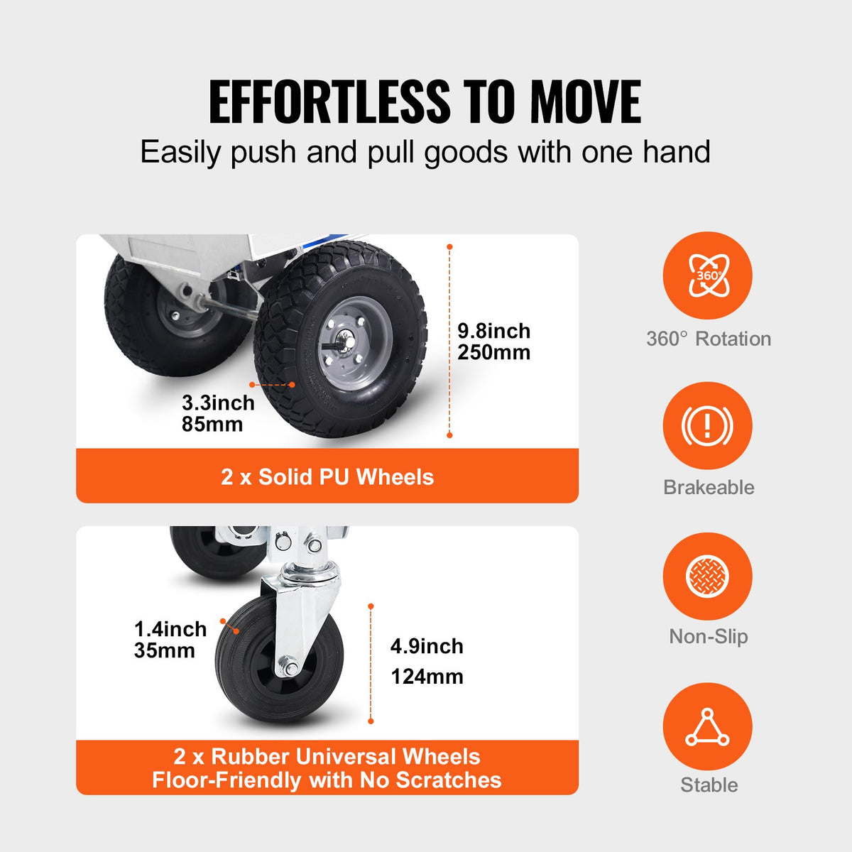 Aluminum Hand Truck, 2 in 1, 363 kg Max Load Capacity, Heavy Duty Industrial Convertible Folding Hand Truck V952-DGNSTHC800BEQ4JJTV0