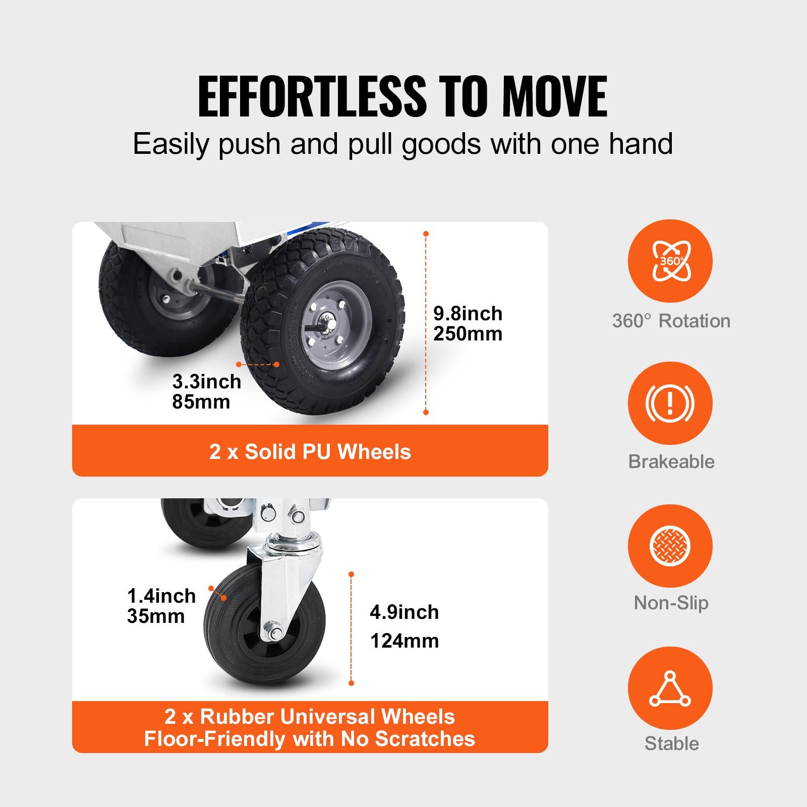 Aluminum Hand Truck, 2 in 1, 363 kg Max Load Capacity, Heavy Duty Industrial Convertible Folding Hand Truck V952-DGNSTHC800BEQ4JJTV0