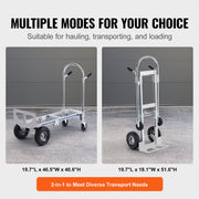 Aluminum Hand Truck, 2 in 1, 363 kg Max Load Capacity, Heavy Duty Industrial Convertible Folding Hand Truck V952-DGNSTHC800BEQ4JJTV0