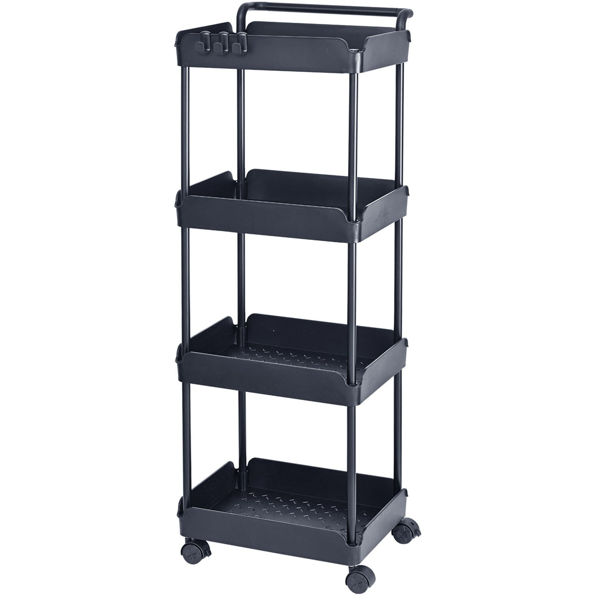 4-Tier Kitchen Rolling Cart Basket Utility Cart on Wheel with Handle Black V952-DGNTCHS4CLKSH4R74V0