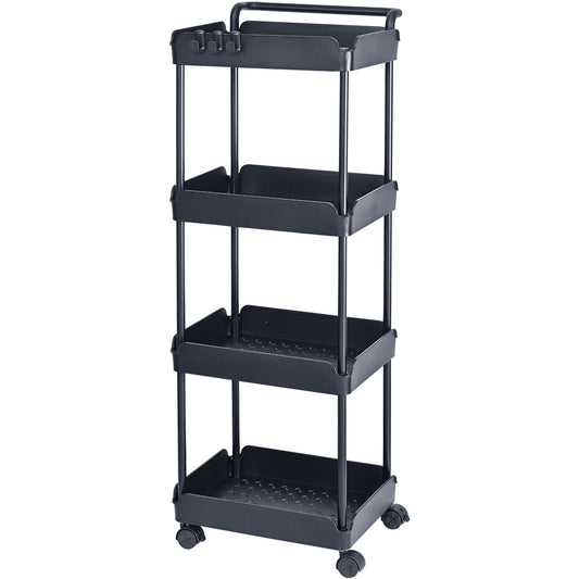 4-Tier Kitchen Rolling Cart Basket Utility Cart on Wheel with Handle Black V952-DGNTCHS4CLKSH4R74V0