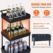 4-Tier Kitchen Rolling Cart Basket Utility Cart on Wheel with Handle Black V952-DGNTCHS4CLKSH4R74V0