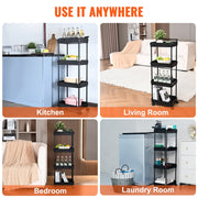 4-Tier Kitchen Rolling Cart Basket Utility Cart on Wheel with Handle Black V952-DGNTCHS4CLKSH4R74V0