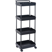 4-Tier Kitchen Rolling Cart Basket Utility Cart on Wheel with Handle Black V952-DGNTCHS4CLKSH4R74V0