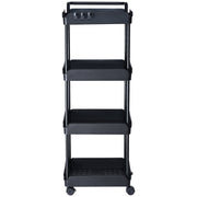 4-Tier Kitchen Rolling Cart Basket Utility Cart on Wheel with Handle Black V952-DGNTCHS4CLKSH4R74V0