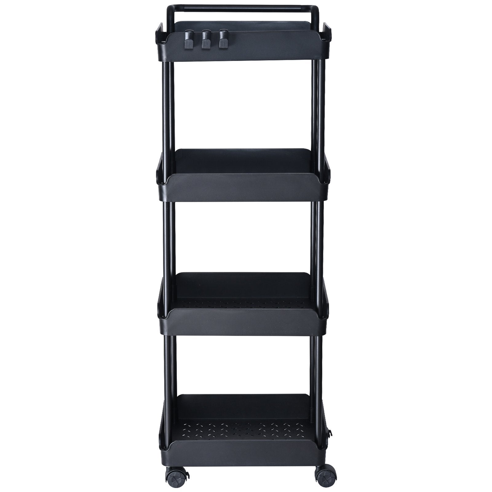 4-Tier Kitchen Rolling Cart Basket Utility Cart on Wheel with Handle Black V952-DGNTCHS4CLKSH4R74V0