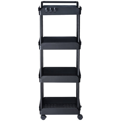 4-Tier Kitchen Rolling Cart Basket Utility Cart on Wheel with Handle Black V952-DGNTCHS4CLKSH4R74V0