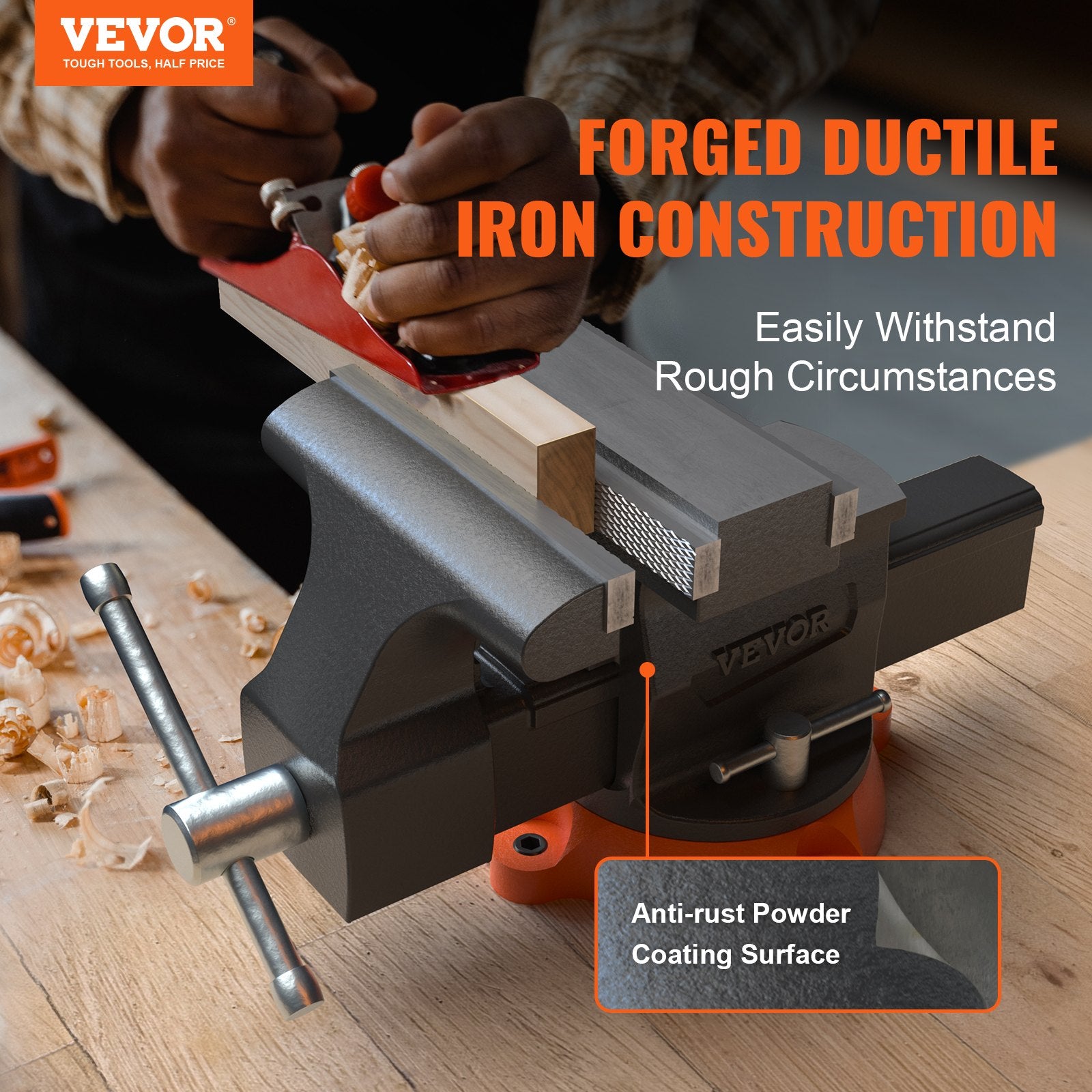 16.7cm Bench Vise Anvil Swivel Locking Base Heavy Duty Ductile Iron Vice V952-DGNTQDXZSYC65J49IV0