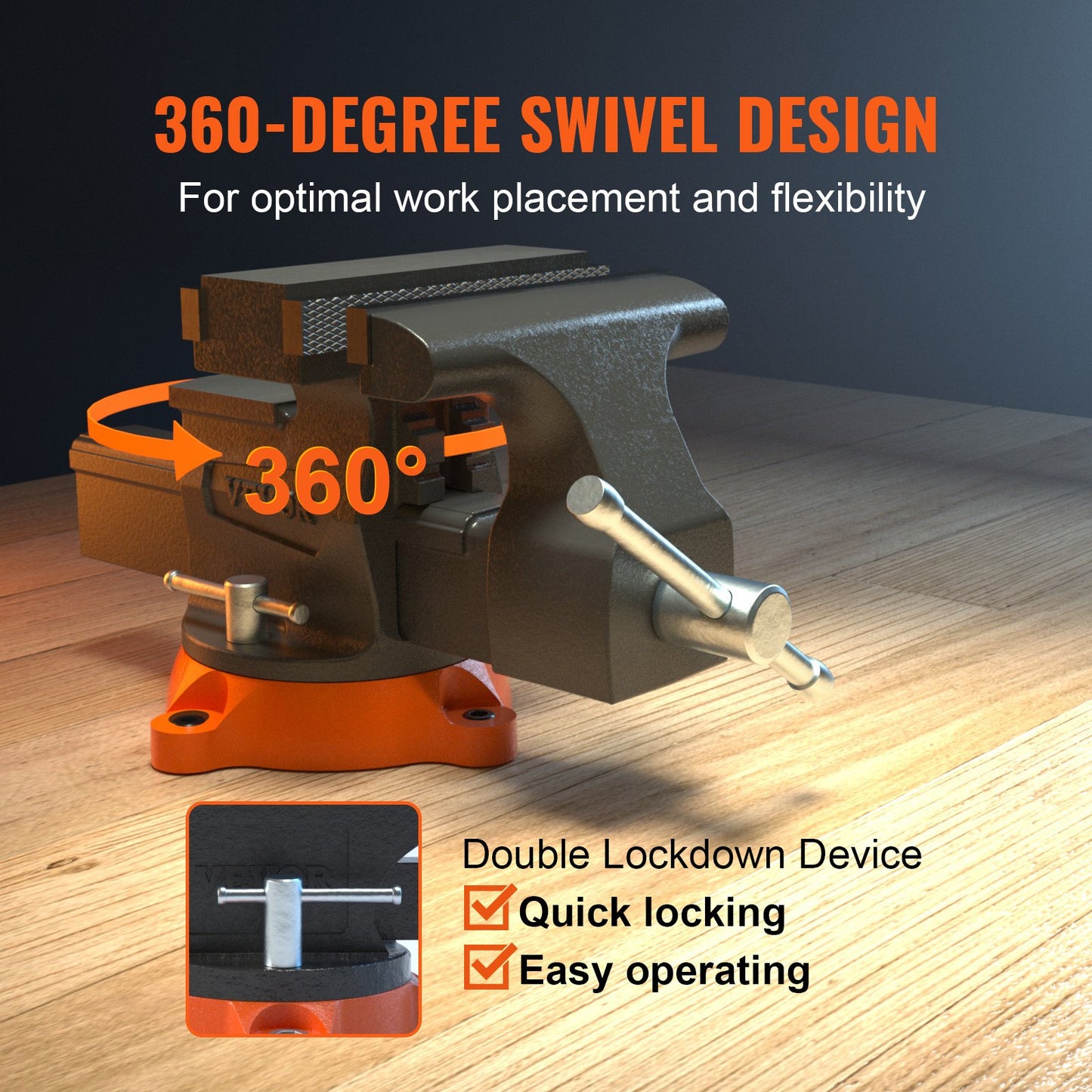 16.7cm Bench Vise Anvil Swivel Locking Base Heavy Duty Ductile Iron Vice V952-DGNTQDXZSYC65J49IV0