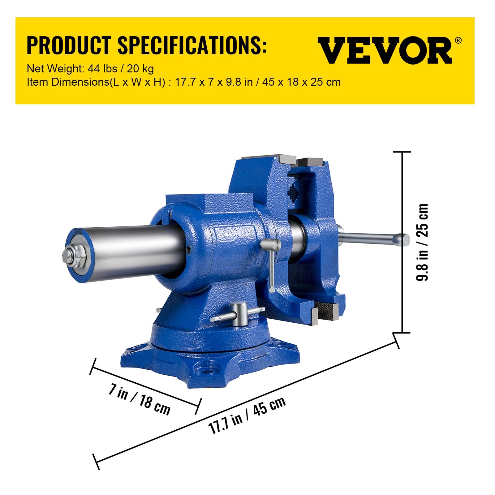 Multipurpose Bench Vice 5" 30Kn Heavy Duty with 360 degrees Swivel Base and Head V952-DGNTQQMZT94660001V0