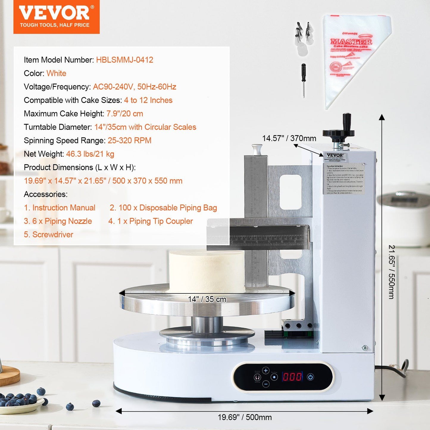 Cake Decorating Machine, Cake Cream Spreading Coating Smearing Machine, Low Noise Cake Frosting Machine, V952-DGNYMMJ412INZ7R1SV3
