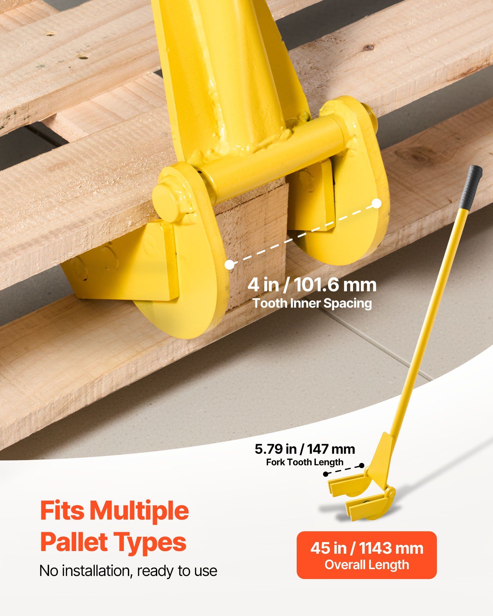 Pallet Buster Tool, 1 m Carbon Steel Handle Wrecking Pry Bar, 907 kg Weight Capacity, Heavy Duty Deck Board V952-DGTPQGFZX41IIURV9001V0