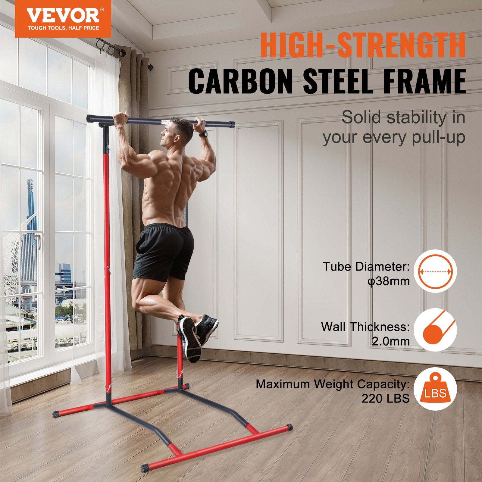 Power Tower Dip Station, 2-Level Height Adjustable Pull Up Bar Stand, Multi-Function Strength Training V952-DGYTXSJBKDJGTIN4LV0