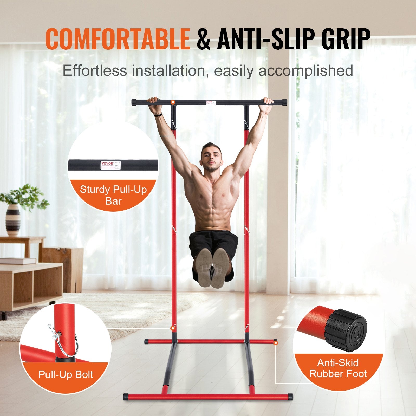 Power Tower Dip Station, 2-Level Height Adjustable Pull Up Bar Stand, Multi-Function Strength Training V952-DGYTXSJBKDJGTIN4LV0